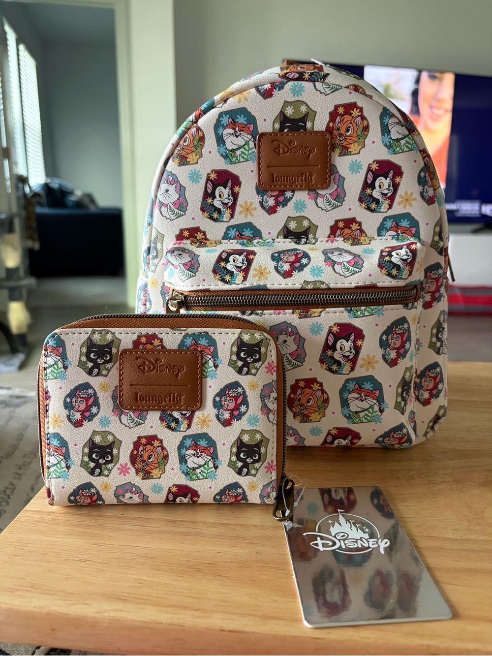 Loungefly Cream Disney Retro Character Kids Backpack & Wallet Set